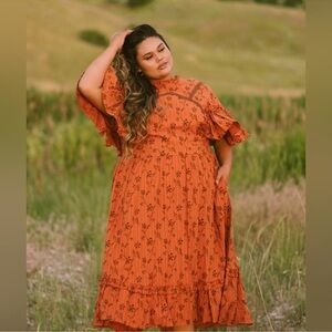 Ivy City Co Shae Dress in Burnt Orange Size 28 28W NWT